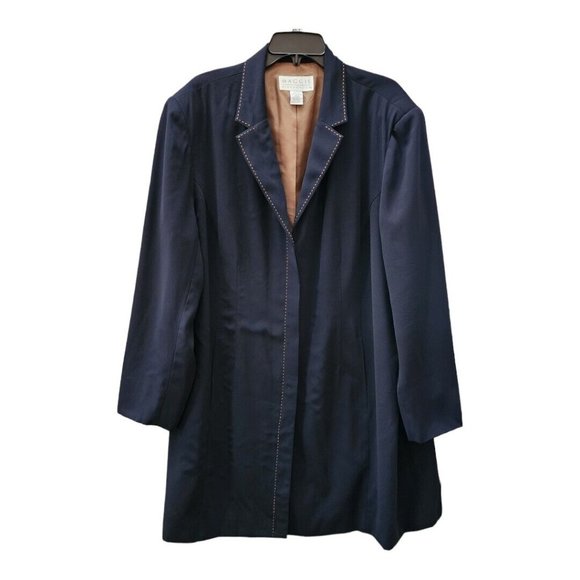 Maggie McNaughton Navy Tanjia Lined Knee Length Long Blazer Jacket Plus Size 22W - Picture 2 of 4